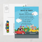 Fun drive by Birthday Parade Party Briefkaart (Voorkant / Achterkant)