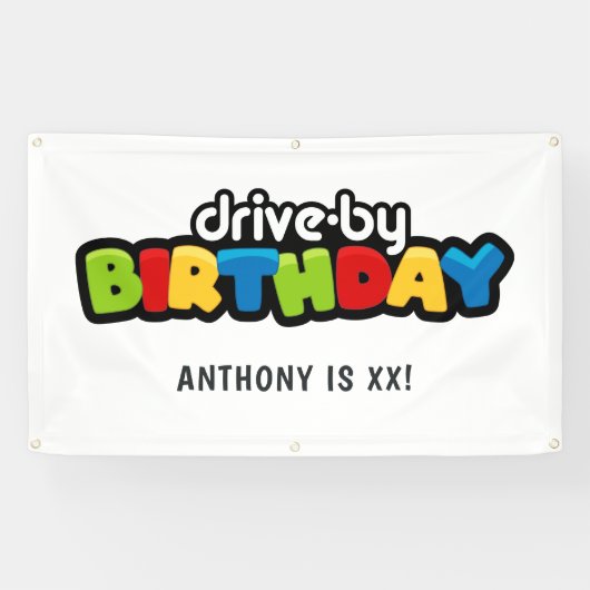 Fun drive by Birthday Party Spandoek (Horizontaal)
