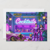 Fun Drive-in Cocktail Bar Birthday Couple Bulldog Kaart (Voorkant)