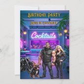 Fun Drive-in Cocktail Bar Verjaardag Biker Paar Kaart (Voorkant)