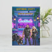 Fun Drive-in Cocktail Bar Verjaardag Biker Paar Kaart (Staand voorkant)