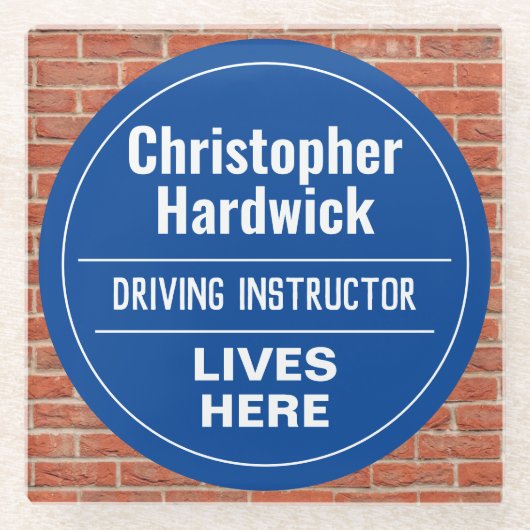 Fun Driving Instructor Maker Wall Plaque Style Glazen Onderzetter (Voorkant)