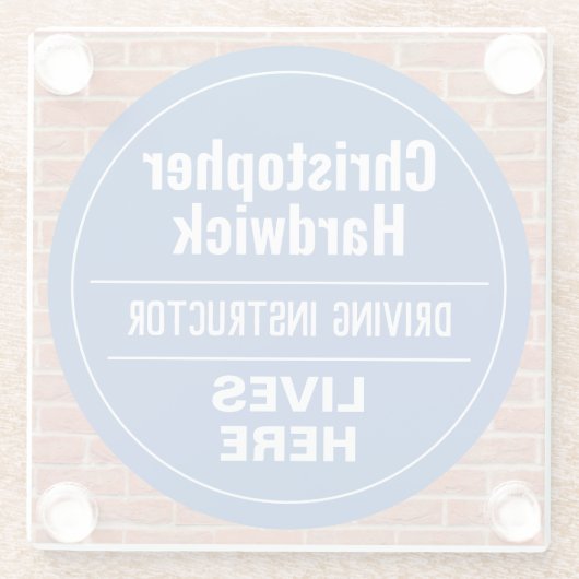 Fun Driving Instructor Maker Wall Plaque Style Glazen Onderzetter (Achterkant)
