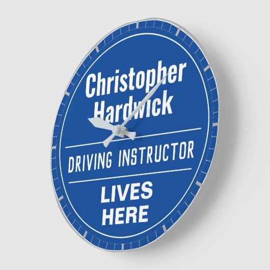 Fun Driving Instructor Wall Plaque Style Grote Klok (Hoek)
