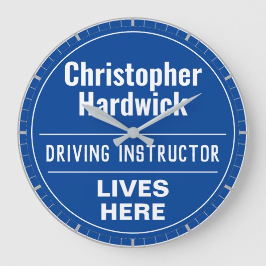Fun Driving Instructor Wall Plaque Style Grote Klok (Voorkant)