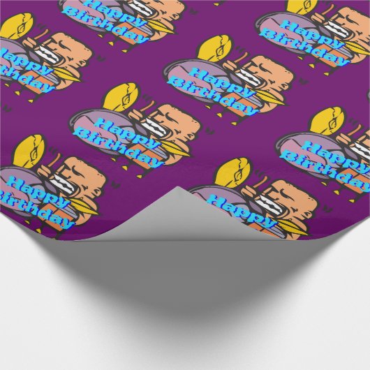 Fun Drummer Drumming, Happy Birthday Cadeaupapier (Hoek)