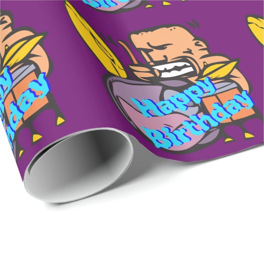 Fun Drummer Drumming, Happy Birthday Cadeaupapier (Rol Hoek)