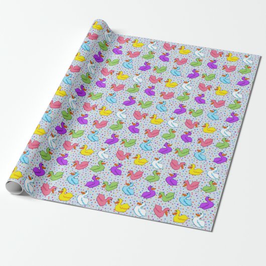 Fun Ducks Wrapping Paper Cadeaupapier (Uitgerold)