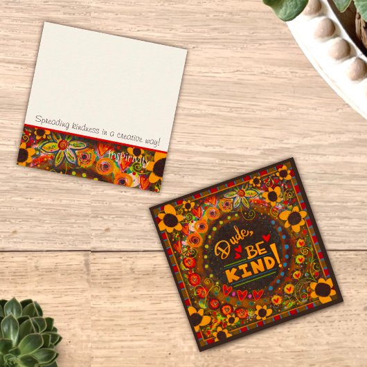 Fun Dude Be Kind Inspirivity Vriendheidskaarten Vierkante Visitekaartje