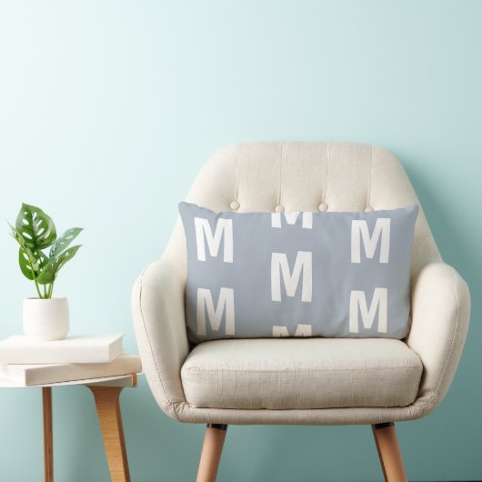 Fun Dusty Blue Monogram Kussen (Stoel)