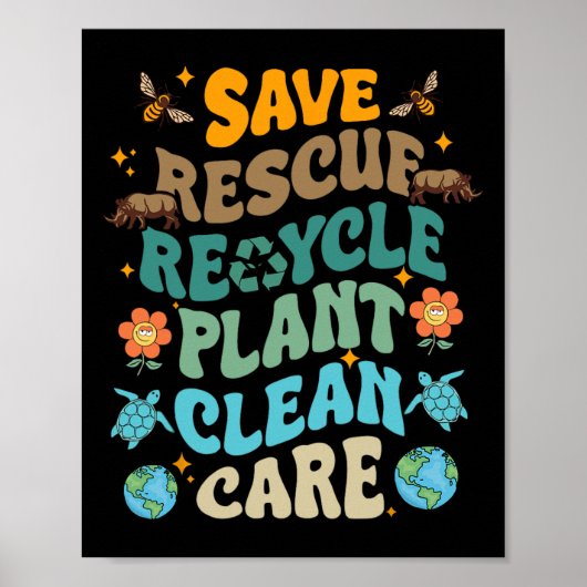 Fun Earth Day Save Redding Recyclen Plant Schone Z Poster (Voorkant)