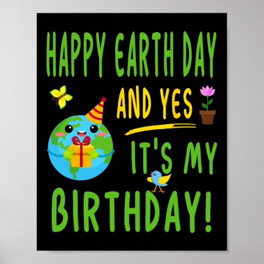 Fun Earth Day verjaardagsfeestje - 22 april Poster (Voorkant)