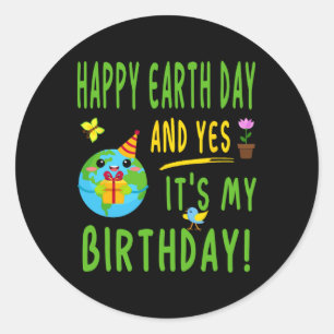 Fun Earth Day verjaardagsfeestje - 22 april Ronde Sticker