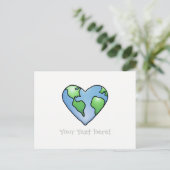 Fun Earth Heart Shaded Cartoon Style Icon Briefkaart (Staand voorkant)