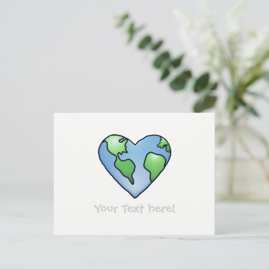 Fun Earth Heart Shaded Cartoon Style Icon Briefkaart (Staand voorkant)
