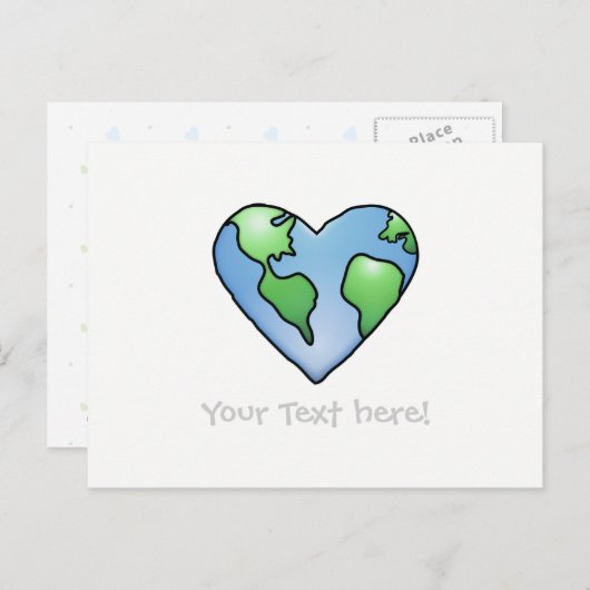 Fun Earth Heart Shaded Cartoon Style Icon Briefkaart (Voorkant / Achterkant)