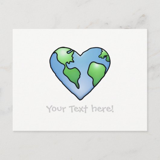 Fun Earth Heart Shaded Cartoon Style Icon Briefkaart (Voorkant)