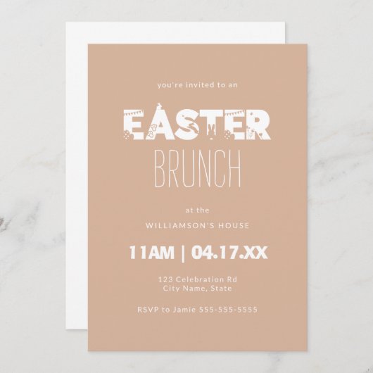 Fun Easter Silhouette Brunch Blush Pink Kaart (Voorkant / Achterkant)