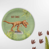 Fun Eat Cake Greenery T-Rex Children Party Papieren Bordje
