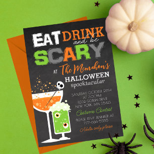 Fun Eat Drink en Be Scary Halloween Adult Party Kaart
