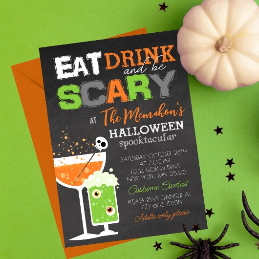 Fun Eat Drink en Be Scary Halloween Adult Party Kaart