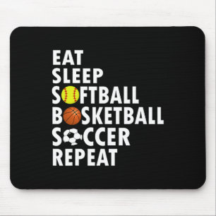 Fun Eat Slaap Softbal Basketbal Voetbal Mannen Jon Muismat