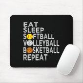 Fun Eat Slaap Softbal Volleybal Basketbal Jongens Muismat (Met muis)