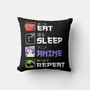 Fun Eat Sleep Anime Herhaal Anime Japan Manga Gift Kussen