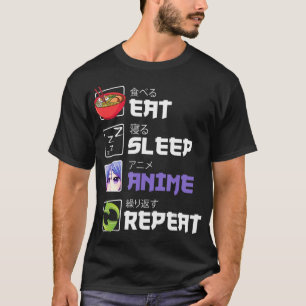 Fun Eat Sleep Anime Herhaal Anime Japan Manga Gift T-shirt