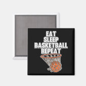 Fun Eat Sleep Basketball Herhaal Sportcoach Playe Magneet (Voorkant / Achterkant)