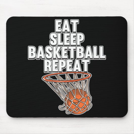 Fun Eat Sleep Basketball Herhaal Sportcoach Playe Muismat (Voorkant)