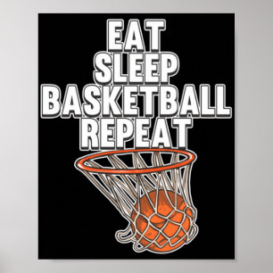 Fun Eat Sleep Basketball Herhaal Sportcoach Playe Poster