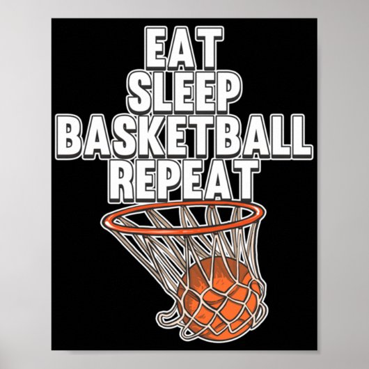 Fun Eat Sleep Basketball Herhaal Sportcoach Playe Poster (Voorkant)