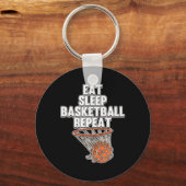Fun Eat Sleep Basketball Herhaal Sportcoach Playe Sleutelhanger (Voorkant)