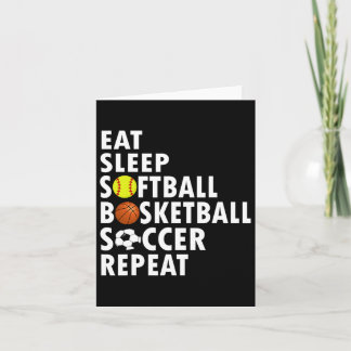 Fun Eat Sleep Softbyll Bysketbyll Voetbal Mannen J Kaart