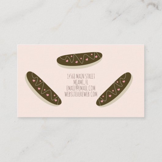 Fun Eclair Donuts Hearts Pink Bakery Visitekaartje (Achterkant)