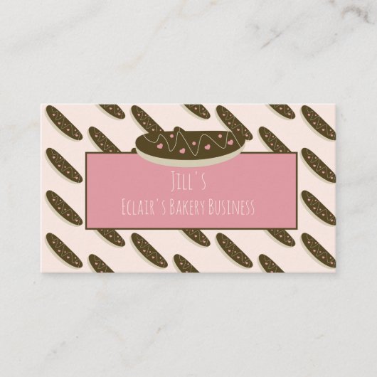 Fun Eclair Donuts Hearts Pink Bakery Visitekaartje (Voorkant)