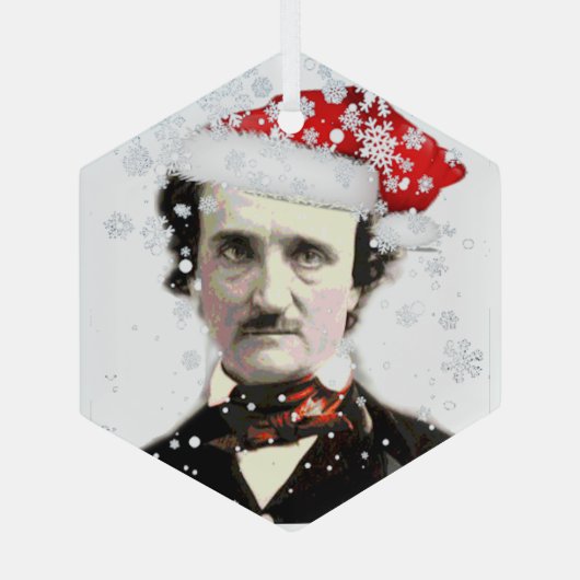 Fun Edgar Allan Poe Santa Hat Humor Glas Ornament (Achterkant)