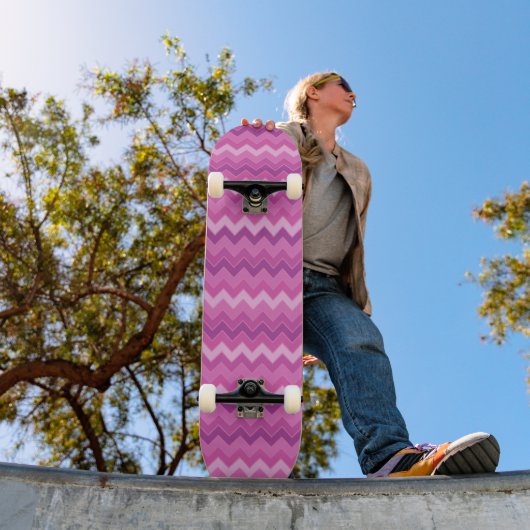 Fun Edgy Pink Zig Zag Persoonlijk Skateboard (Buiten 1)