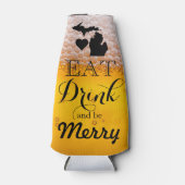 Fun Eet drink en wees vrolijk Michigan humor Flesjeskoeler (Voorkant)