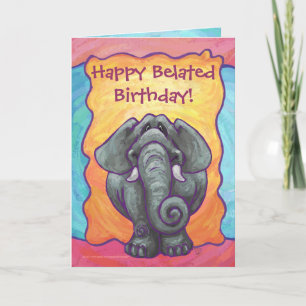 Fun Elephant Belated Birthday Card Kaart