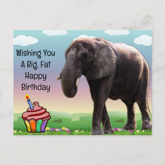 Fun Elephant Birthday Briefkaart (Voorkant)