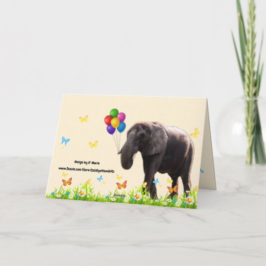 Fun Elephant Birthday Kaart (Achterkant)