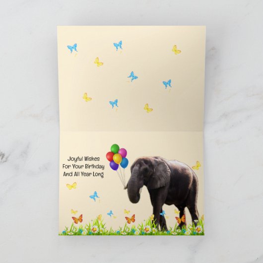Fun Elephant Birthday Kaart (Binnen)