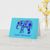 Fun Elephant Birthday Kaart (Gele Bloem)