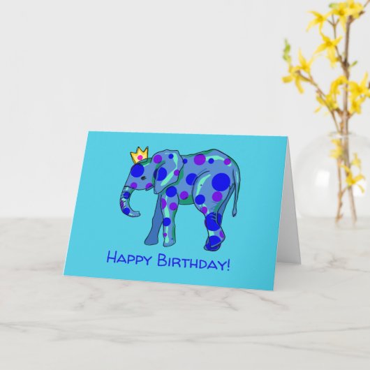 Fun Elephant Birthday Kaart (Gele Bloem)