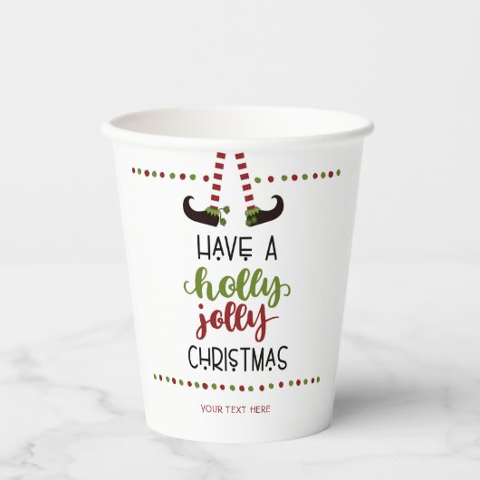 Fun Elf Holly Jolly Christmas gepersonaliseerd Papieren Bekers (Voorkant)