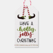 Fun Elf Legs Holly Jolly Christmas TO FROM Cadeaulabel (Voorkant)