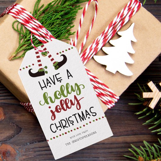 Fun Elf Legs Holly Jolly Kerstmis Cadeaulabel