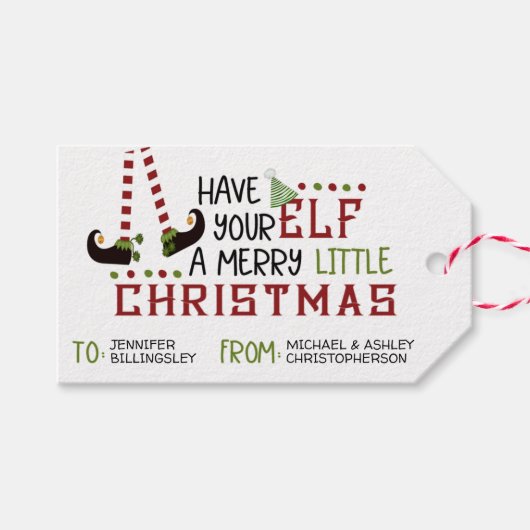 Fun Elf Legs Merry Little kerst to from Cadeaulabel (Voorkant (Horizontaal))